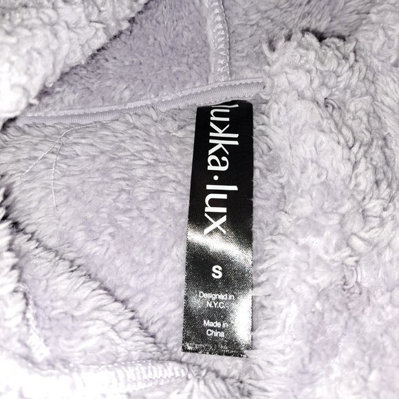 LUKKA LUX Women's Purple Fleece Cozy Sherpa Hoodie 1/4 Button Size Small - Picture 6 of 9